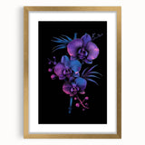 Botanical orchid wall art collection framed in gold with a mat, showcasing vibrant floral designs that enhance home decor, perfect for nature lovers.