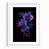Framed botanical wall art featuring an elegant orchid design with a white mat, perfect for home decor. Ideal for floral enthusiasts and interior design lovers.