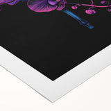Botanical orchid wall art design printed on rolled canvas, showcasing vibrant colors and intricate floral details, perfect for home decor or gift giving.