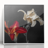Framed botanical wall art featuring a stunning orchid design in white acrylic, showcasing vibrant colors and intricate details, perfect for home decor.