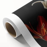 Stunning botanical wall art featuring vibrant orchids in a rich color palette, printed on rolled canvas, ideal for home decor and floral enthusiasts.
