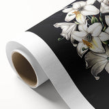 Vibrant botanical orchid wall art design on rolled canvas, showcasing detailed floral illustrations in rich colors, perfect for home decor or art collection.