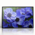 Framed wall art featuring a vibrant botanical pansy design on a black background, showcasing intricate floral details and rich colors, perfect for home decor.