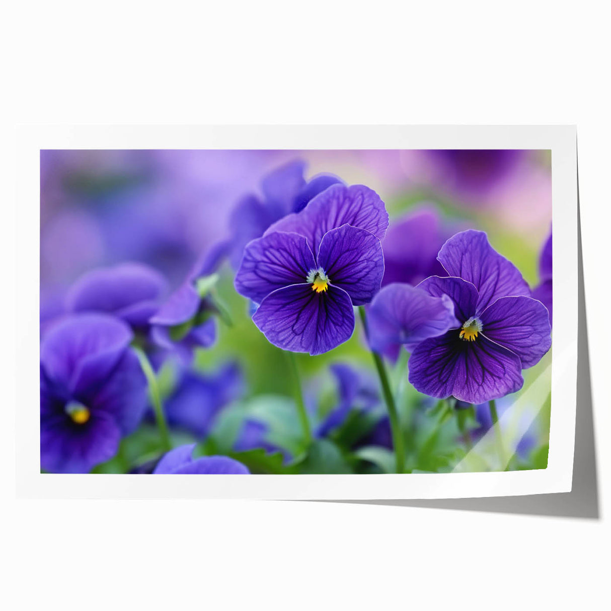 Vibrant botanical wall art featuring a detailed pansy design in rich colors, showcasing delicate petals and intricate patterns, ideal for home decor.