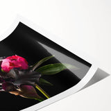 Vibrant botanical peony wall art print showcasing delicate pink and white flowers against a soft green background, perfect for home decor and floral enthusiasts.