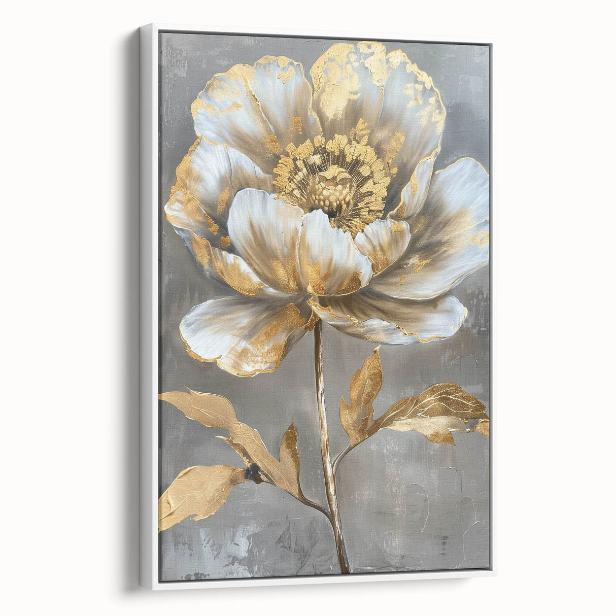 Framed canvas wall art featuring a botanical peony design in soft pastel colors, showcasing delicate floral details against a white background, perfect for home decor.