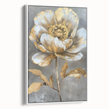Framed canvas wall art featuring a botanical peony design in soft pastel colors, showcasing delicate floral details against a white background, perfect for home decor.