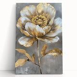 Stretched canvas wall art depicting a vibrant botanical peony design, featuring soft pink and green hues, perfect for enhancing home decor and adding a touch of elegance.