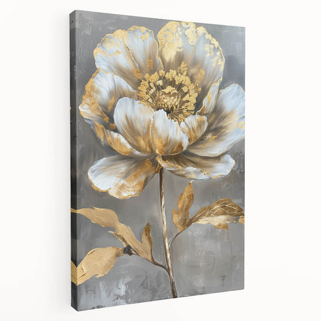 Stretched canvas wall art showcasing a botanical peony design with vibrant pink and green hues, elegantly framed for home decor enhancement. Perfect for floral enthusiasts.