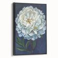 Framed canvas wall art featuring a botanical peony design in vibrant colors, showcasing a black frame, ideal for home decor. Perfect for floral enthusiasts.