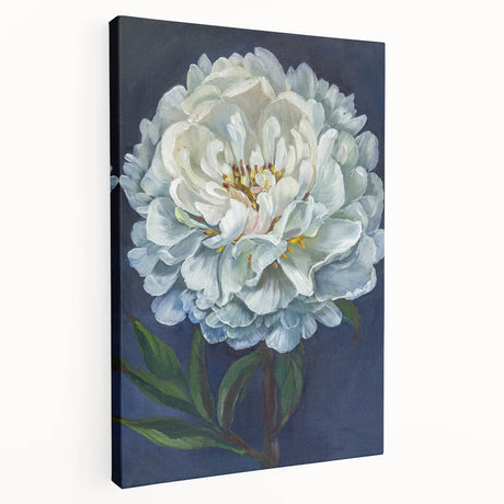 Stretched canvas wall art featuring a botanical peony design, showcasing vibrant pink and green hues on a textured surface, ideal for enhancing home decor.