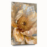 Elegant botanical wall art featuring a side view of a peony design printed on acrylic glass, showcasing vibrant colors and intricate details, perfect for home decor.