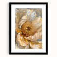Framed botanical wall art featuring a detailed peony design, accented with a sleek black frame and mat, perfect for home decor. Ideal for flower enthusiasts.