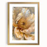 Botanical peony wall art design in a gold frame with a white mat, showcasing elegant floral details. Perfect for home decor to add a touch of nature.