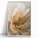 Framed acrylic wall art featuring a botanical peony design, showcasing delicate pink and cream flowers with green leaves, perfect for home decor.
