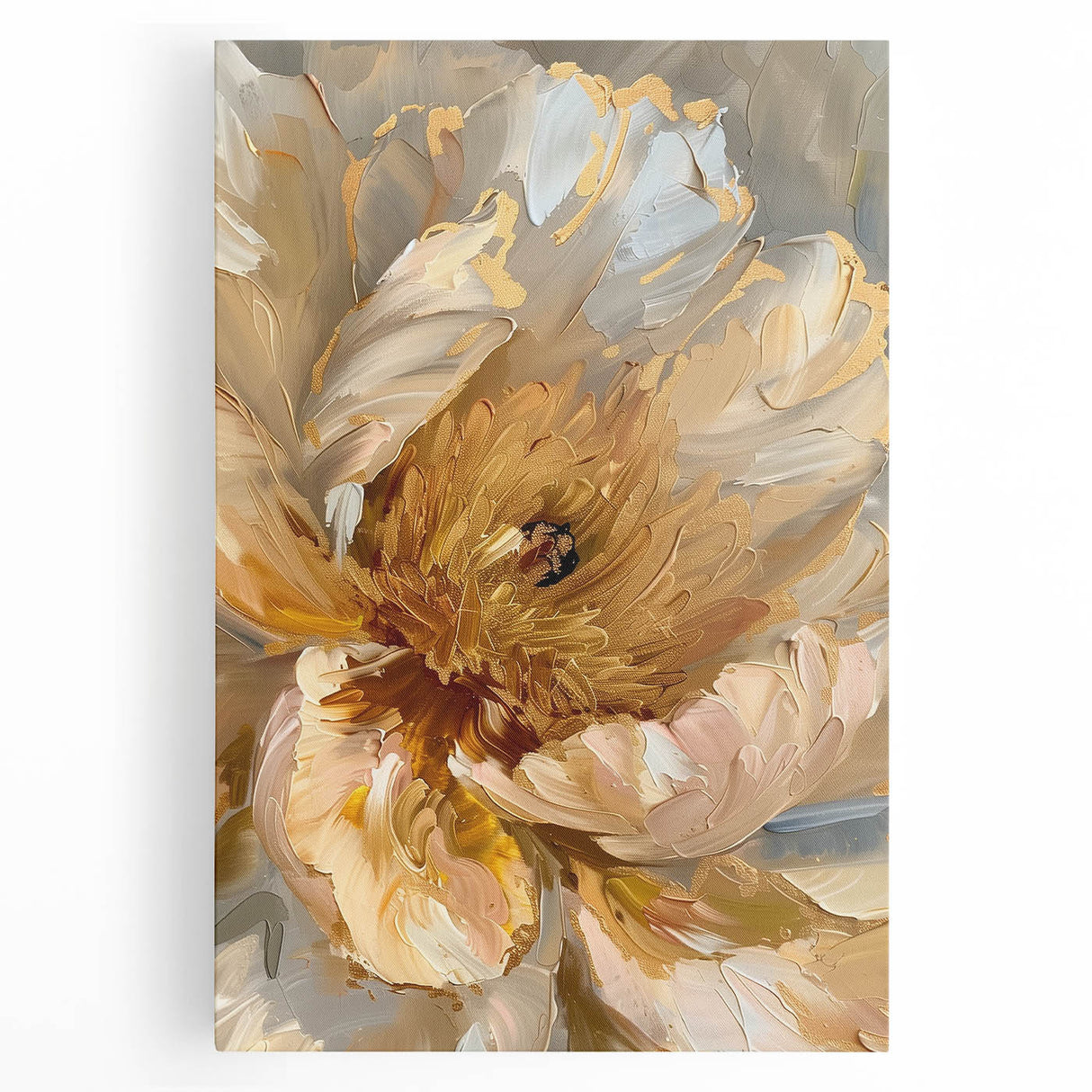 Botanical wall art featuring a vibrant peony design on stretched canvas, showcasing rich pink and green hues, perfect for adding elegance to home decor.
