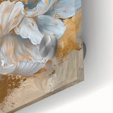 Close-up of a botanical peony wall art design showcasing vibrant pink and white flowers on acrylic glass, ideal for home decor or floral-themed spaces.