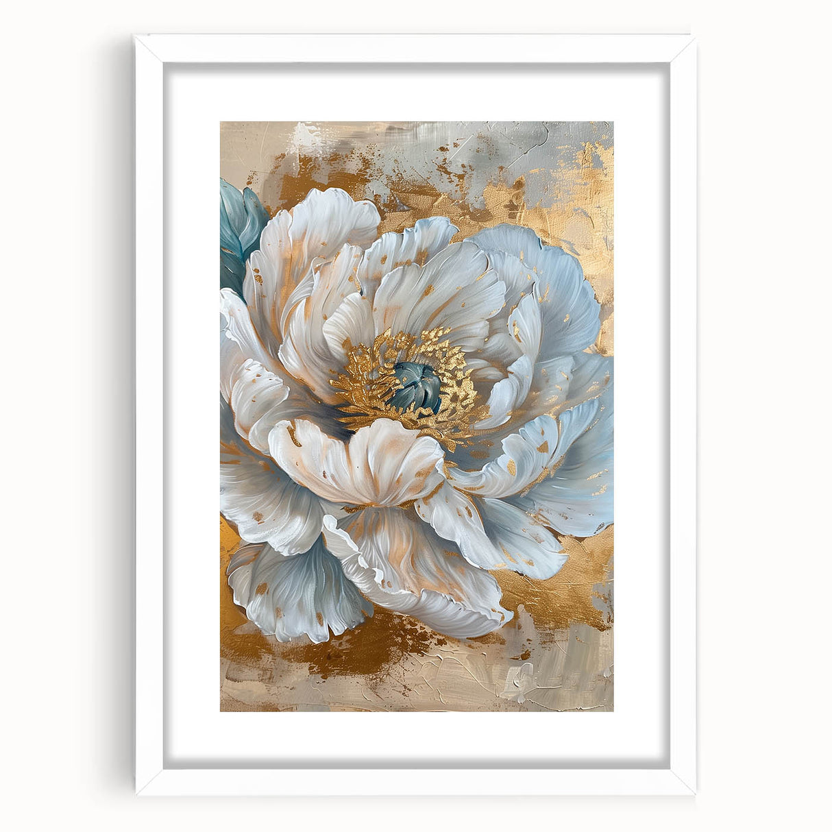 Framed botanical wall art featuring a delicate peony design with a white mat, showcasing soft pink and green hues, perfect for home decor and floral enthusiasts.