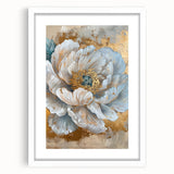 Framed botanical wall art featuring a delicate peony design with a white mat, showcasing soft pink and green hues, perfect for home decor and floral enthusiasts.