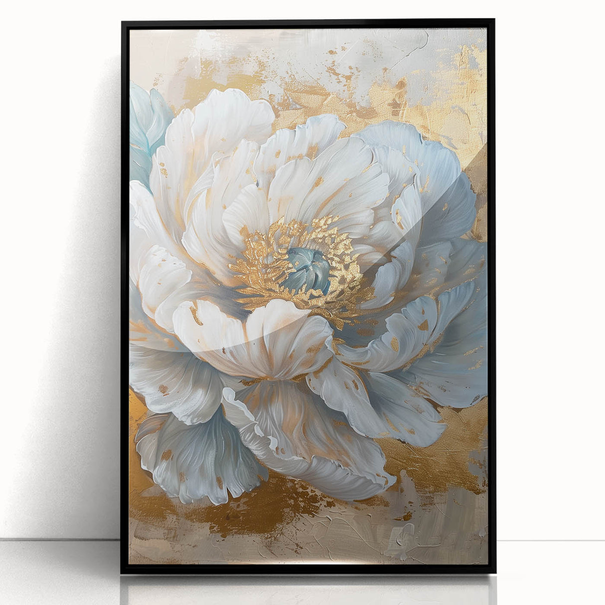 Framed botanical wall art showcasing a vibrant peony design in black frame, perfect for home decor. Ideal for floral enthusiasts and modern interiors.