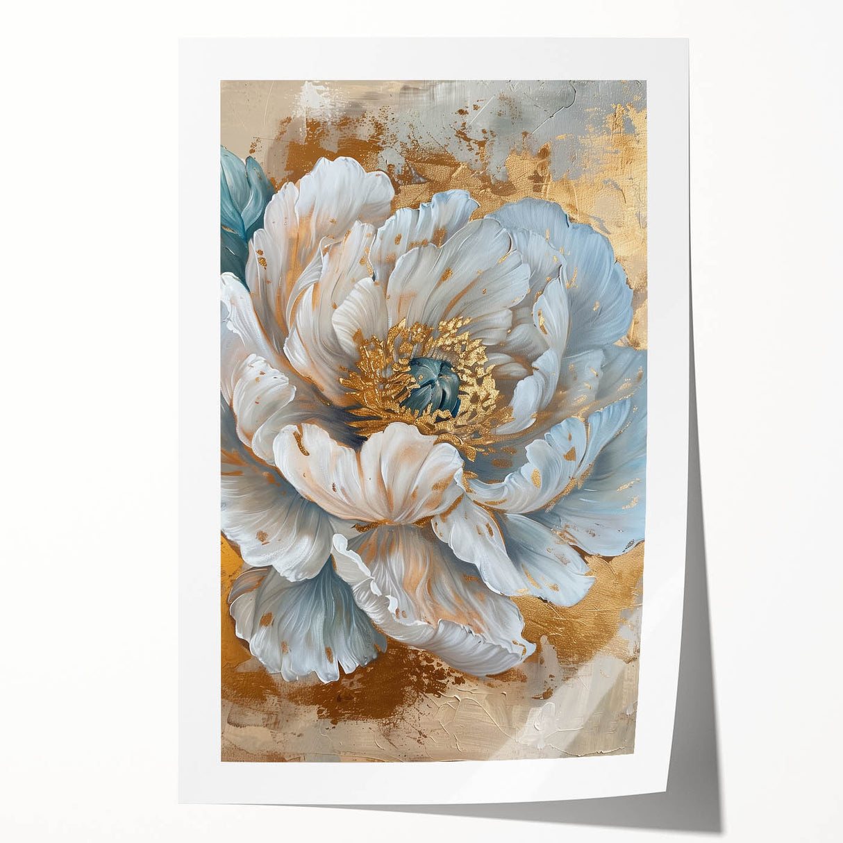 Botanical wall art featuring a vibrant peony design in soft pink and green hues, rolled neatly for easy display and shipping, perfect for home decor enhancement.