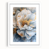 Botanical wall art featuring a beautifully framed peony design in white, showcasing delicate floral details and a modern aesthetic, perfect for home decor.