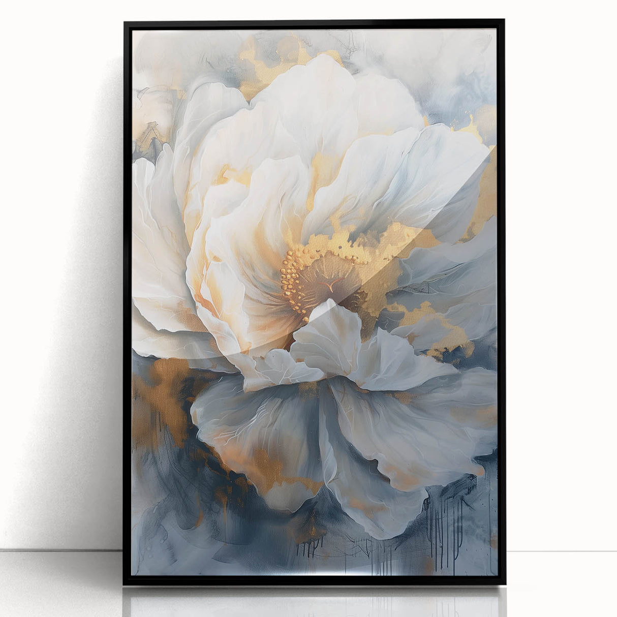 Framed wall art featuring a botanical peony design in vibrant pink and green hues, showcased in a sleek black frame, perfect for elegant home decor.
