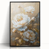 Framed acrylic wall art showcasing a vibrant botanical peony design in black, perfect for home decor. Ideal for floral enthusiasts seeking elegant wall accents.