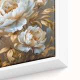 Close-up of a beautifully framed botanical wall art piece featuring vibrant pink peonies against a soft, neutral background, perfect for home decor. Ideal for floral enthusiasts and art lovers seeking to enhance their living space with nature-inspired design.
