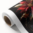 Vibrant rolled canvas art showcasing a detailed botanical poinsettia design, featuring rich colors and intricate floral patterns, ideal for home decor.