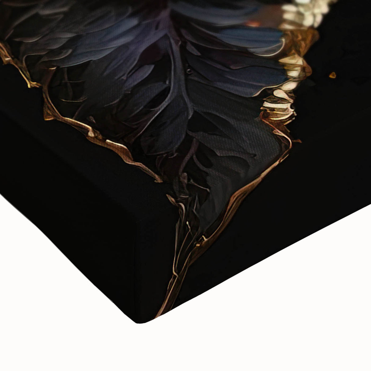 Close-up of a vibrant botanical poinsettia design on stretched canvas, showcasing intricate details and rich colors, perfect for home decor or art collections.