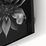 Close-up of a vibrant botanical wall art piece featuring a detailed poinsettia design, showcasing rich colors and intricate textures on acrylic glass, perfect for home decor.