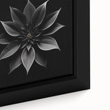 Close-up of a vibrant, framed botanical poinsettia wall art design showcasing intricate floral details and rich colors, perfect for home decor enhancement.