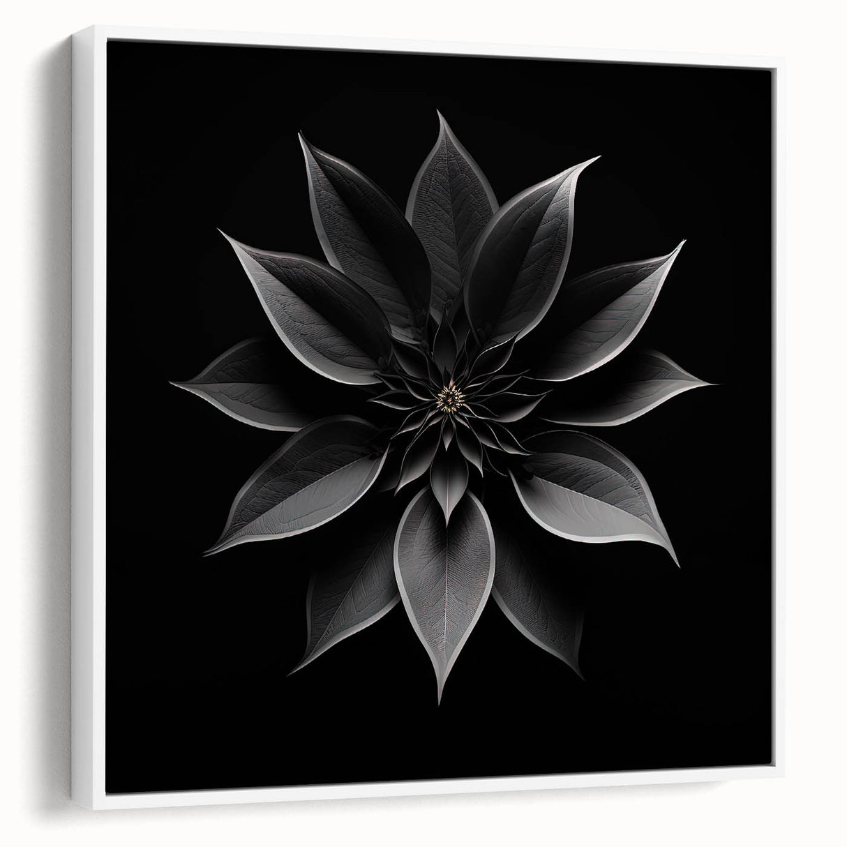 Framed botanical wall art featuring a vibrant poinsettia design on a textured canvas, displayed in a white frame, perfect for enhancing home decor.