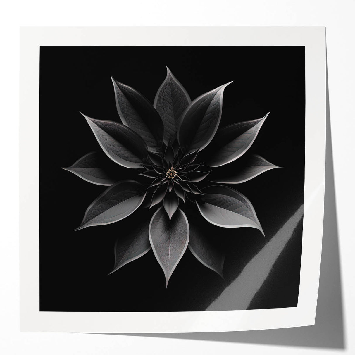 Vibrant botanical poinsettia wall art print showcasing intricate floral details in rich red and green hues, ideal for holiday decor and seasonal aesthetics.