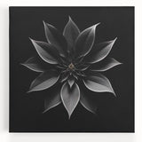 Stretched canvas featuring a vibrant botanical poinsettia design, showcasing rich red and green hues, perfect for enhancing home decor with a festive touch. This artwork captures intricate floral details and adds a lively aesthetic to any room.