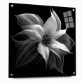 Acrylic wall art featuring a botanical poinsettia design in vibrant colors, showcasing a side view with decorative pins for easy hanging, perfect for home decor.
