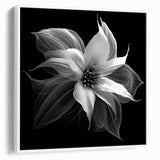 Framed canvas artwork featuring a botanical poinsettia design, showcasing vibrant red flowers and lush green leaves against a white background, ideal for elegant home decor.