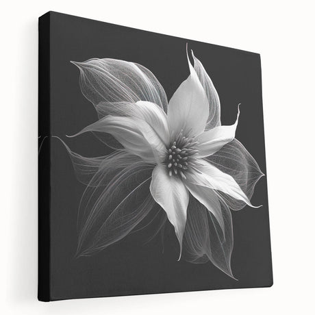 Stretched canvas wall art showcasing a vibrant botanical poinsettia design with rich colors, perfect for adding a festive touch to home decor.