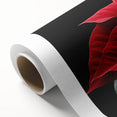 Vibrant rolled canvas print showcasing a detailed botanical design of a poinsettia, featuring rich red and green colors, perfect for holiday decor or floral art enthusiasts.