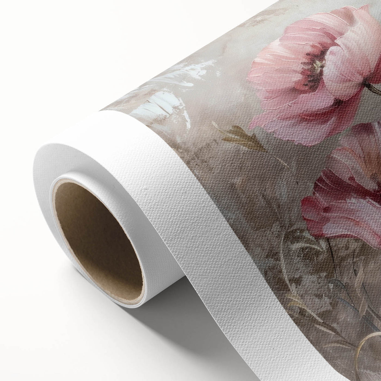 Vibrant botanical wall art featuring a poppy design, printed on rolled canvas with intricate details and bright colors, ideal for home decor accents.