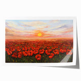 Vibrant botanical poppy wall art print showcasing intricate floral designs in warm colors, elegantly rolled and ready for framing, perfect for home decor.