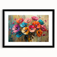 Black-framed wall art featuring a vibrant botanical poppy design, showcasing intricate floral details and a stylish mat, ideal for home decor enhancement.