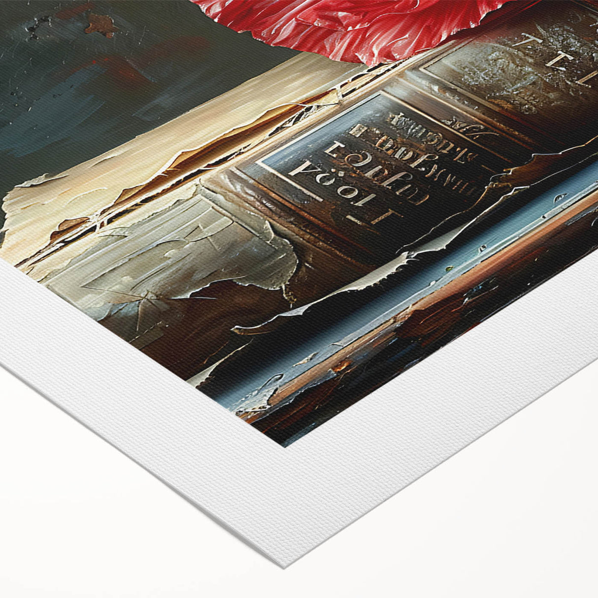 Botanical wall art showcasing a vibrant poppy design, printed on rolled canvas with vivid colors, perfect for home decor or a nature-themed interior.