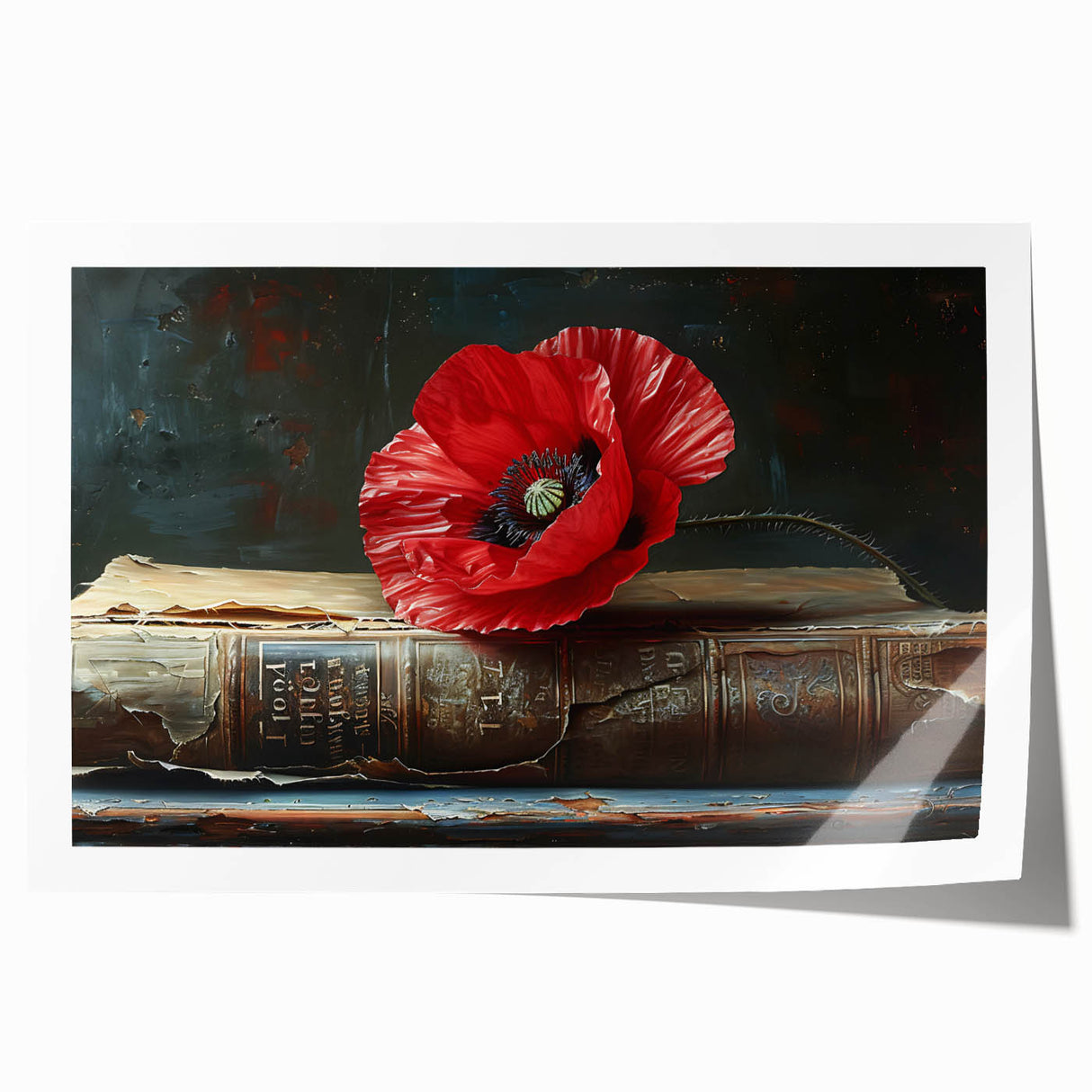 Vibrant botanical poppy wall art print showcasing intricate floral details in bright colors, rolled for easy display and shipping, perfect for home decor.