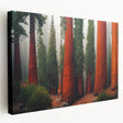 Stretched canvas wall art featuring a vibrant botanical design of redwood trees, showcasing intricate details and rich colors, perfect for nature-themed decor.