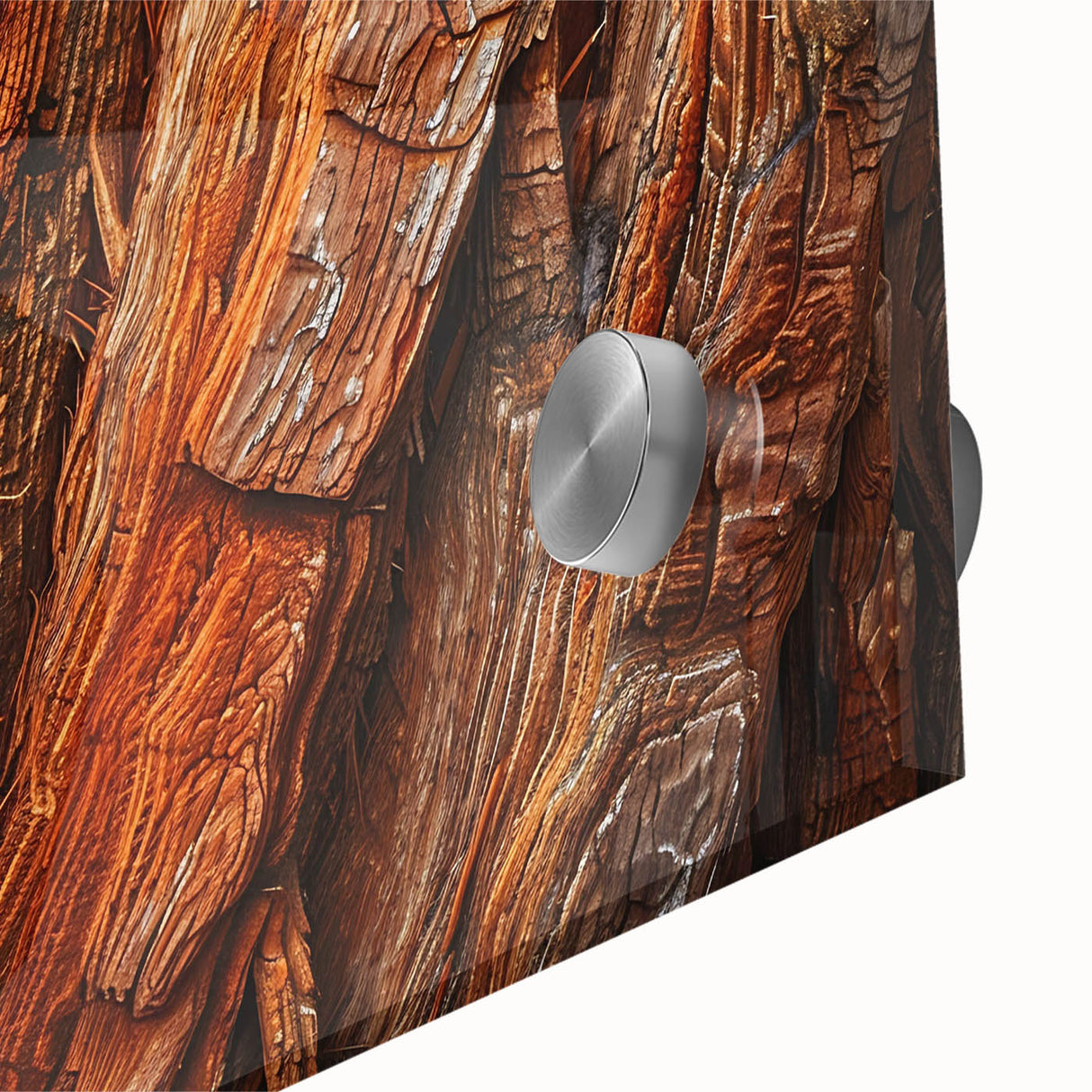 Close-up view of a vibrant botanical wall art piece showcasing intricate redwood trees, designed with acrylic glass for a modern aesthetic. Perfect for nature lovers and home decor enthusiasts.