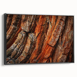 Framed wall art showcasing a botanical design of redwood trees, featuring rich green foliage and natural textures, presented in a sleek black frame for elegant decor.