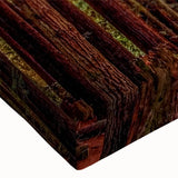 Close-up of a vibrant wall art canvas featuring an intricate botanical design of redwood trees, showcasing rich greens and earthy tones, perfect for nature lovers.