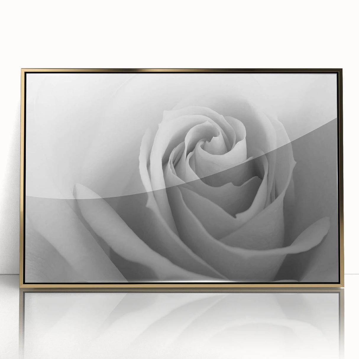 Framed acrylic wall art featuring an intricate botanical rose design in vibrant colors with a gold frame, perfect for enhancing home decor.